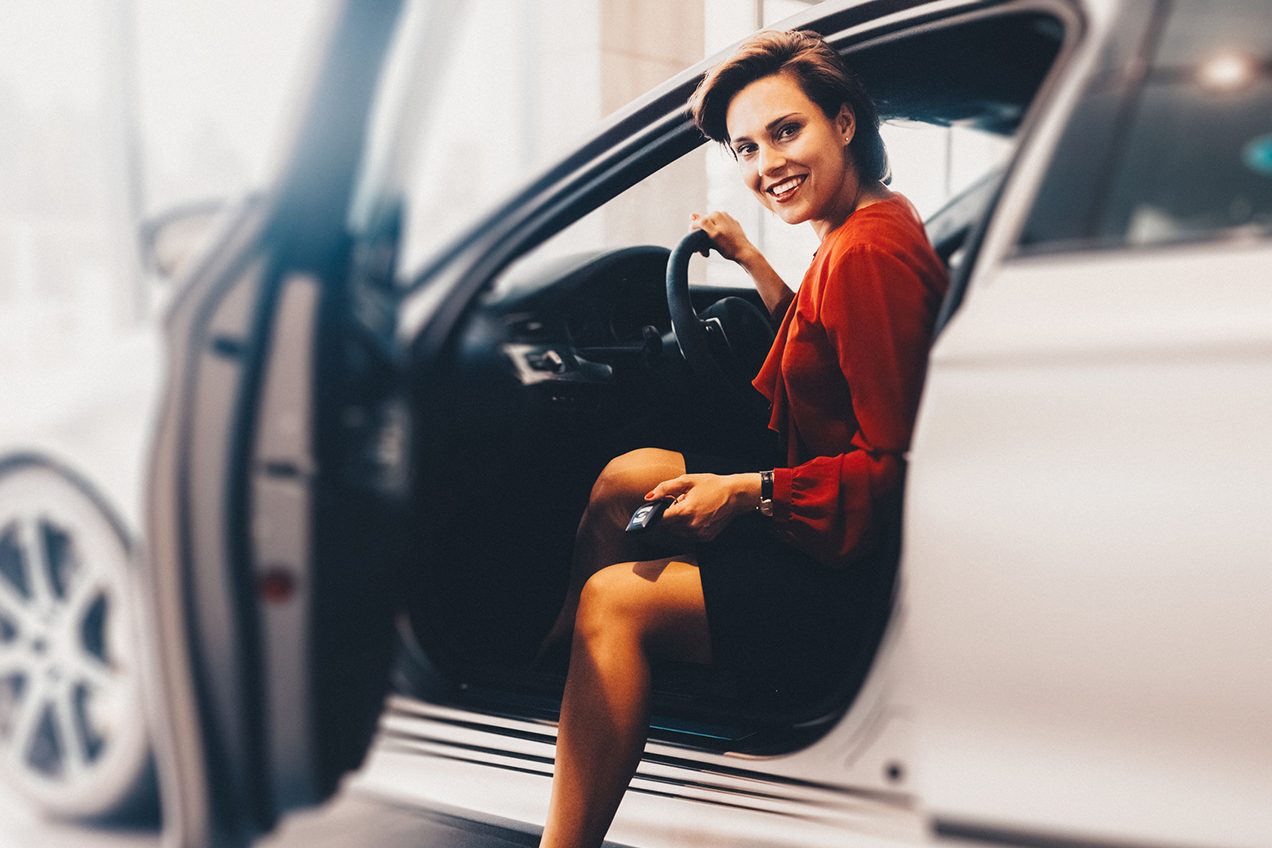 Businesswoman buying new car